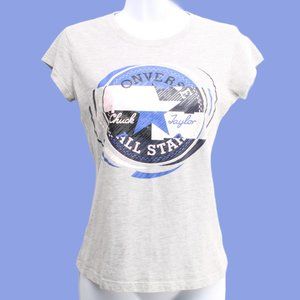 CONVERSE All Star Chuck Taylor Girls Shirt Size Youth Large Gray Blue